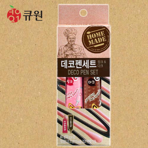 큐원 홈베이킹 데코펜세트 핑크&amp;다크 40g