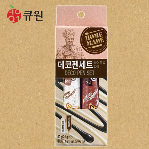 큐원 홈베이킹 데코펜세트 화이트&amp;다크 40g