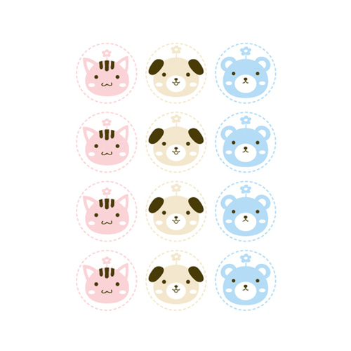 [DIY] 원형 애니멀 스티커 (3x4x2장)