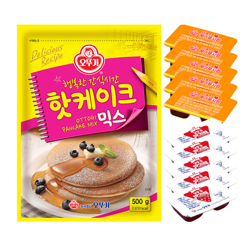 오뚜기 핫케이크믹스 500g + 증정 딸기잼5개+메이플시럽5개